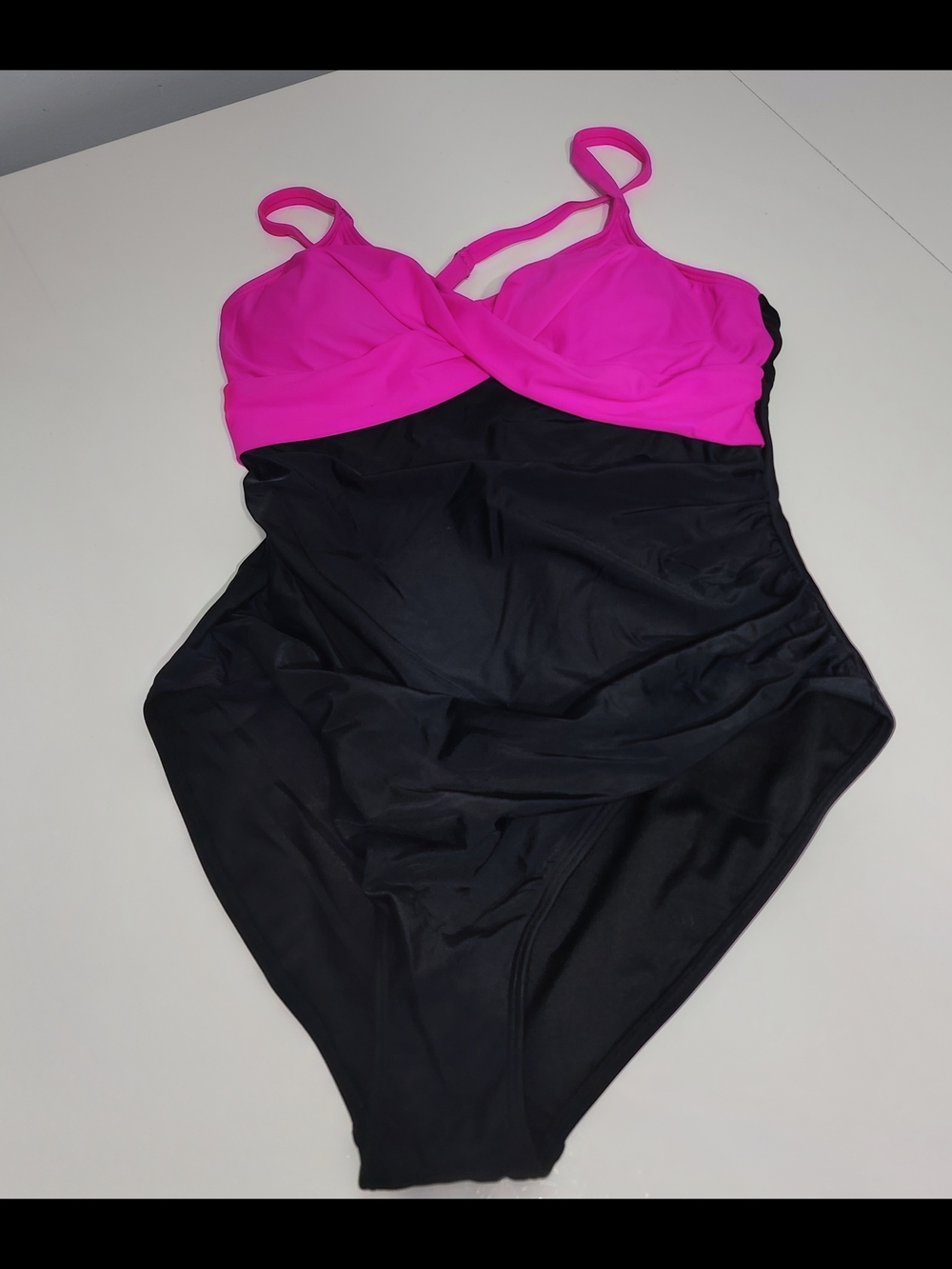 Twist-Front One-Piece Swimsuit - Pink & Black Swimwear Vacation